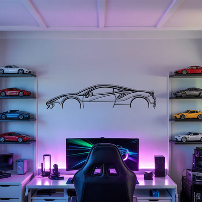 488 Pista - Car Metal Silhouette Wall Art - Car Enthusiast Gift - Laser-cut Garage Decor