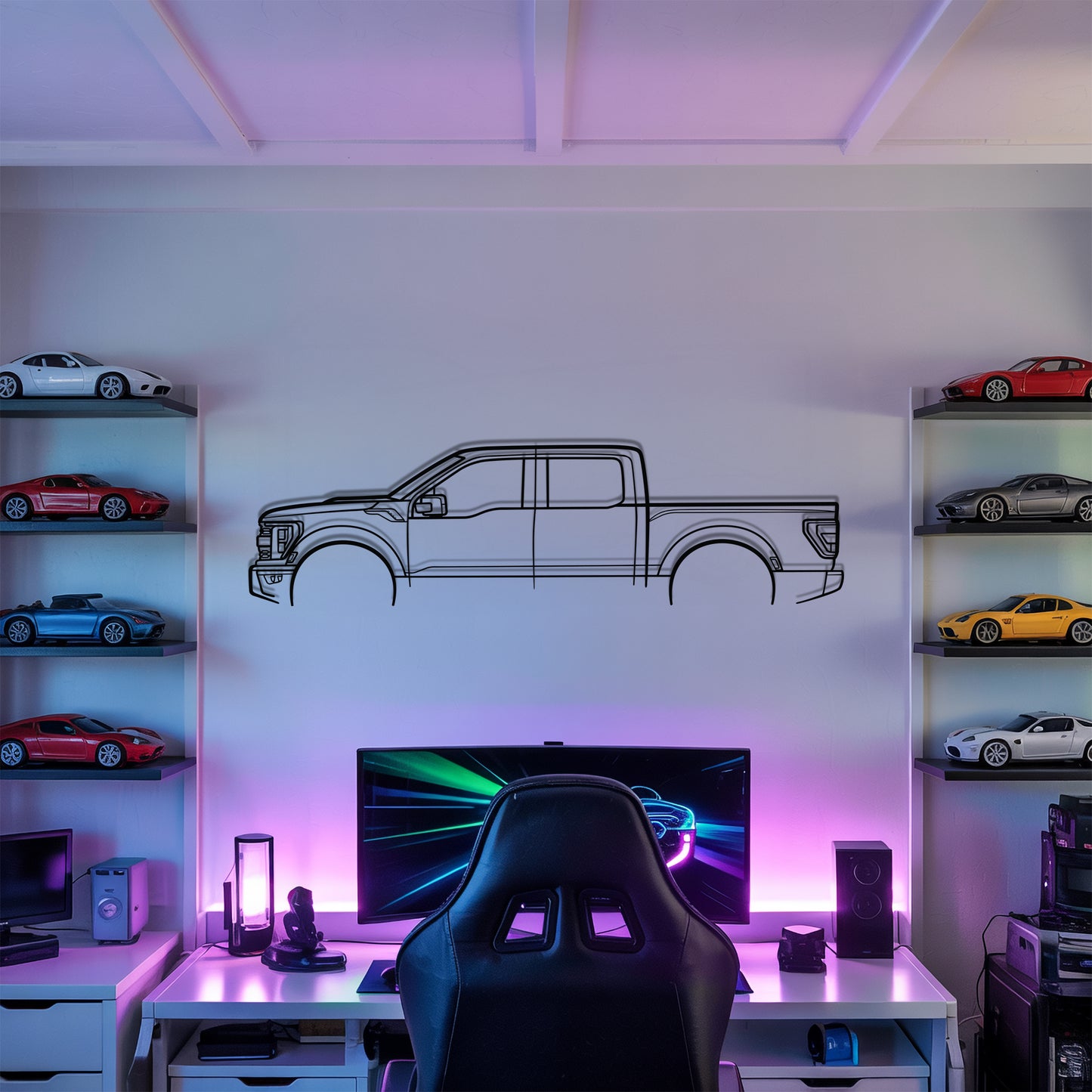 F-150 Raptor - Car Metal Silhouette Wall Art - Car Enthusiast Gift - Laser-cut Garage Decor