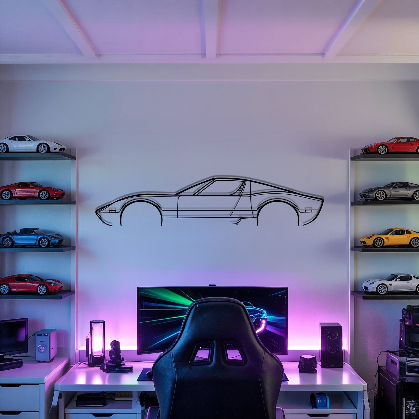 Miura SV - Car Metal Silhouette Wall Art - Car Enthusiast Gift - Laser-cut Garage Decor