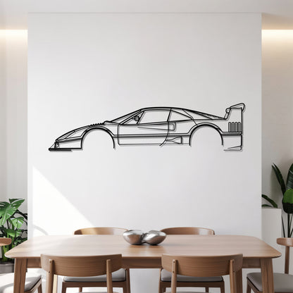 F40 LM - Car Metal Silhouette Wall Art - Car Enthusiast Gift - Laser-cut Garage Decor