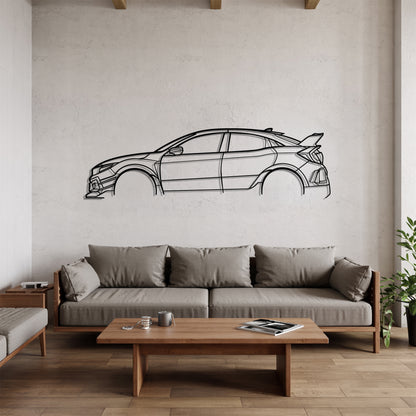 Civic Type R (FK8) - Car Metal Silhouette Wall Art - Car Enthusiast Gift - Laser-cut Garage Decor