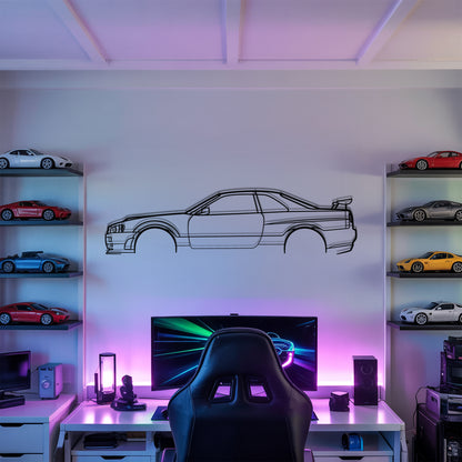 Skyline GT-R Nismo (R34) - Car Metal Silhouette Wall Art - Car Enthusiast Gift - Laser-cut Garage Decor