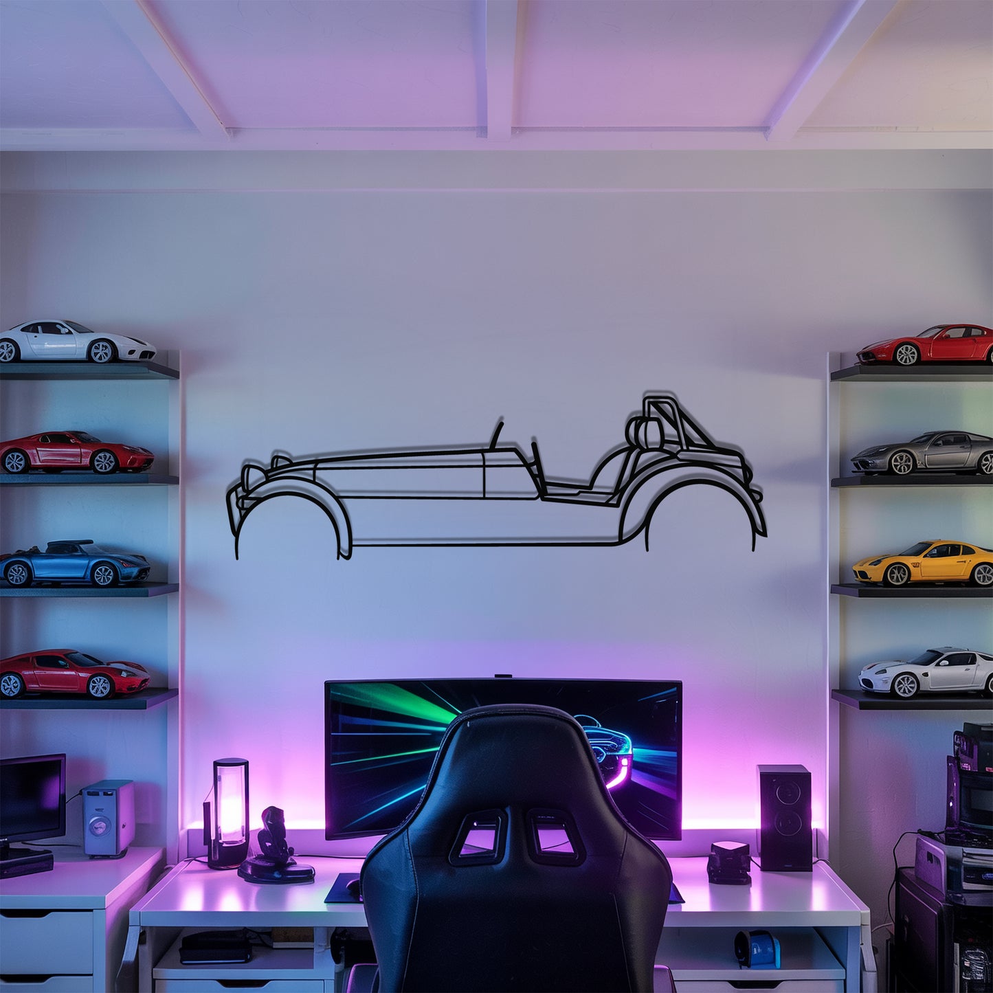 Super Sprint - Car Metal Silhouette Wall Art - Car Enthusiast Gift - Laser-cut Garage Decor