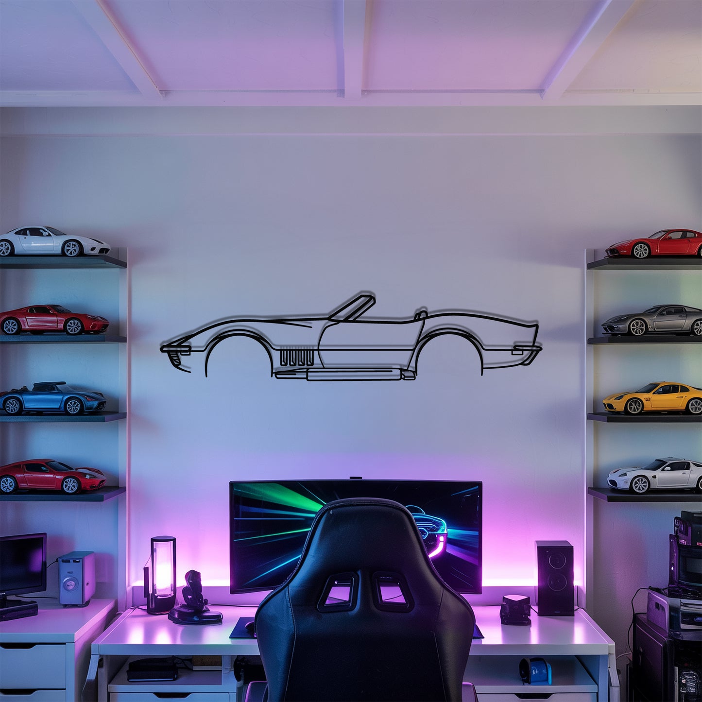 Corvette (C3) - Car Metal Silhouette Wall Art - Car Enthusiast Gift - Laser-cut Garage Decor