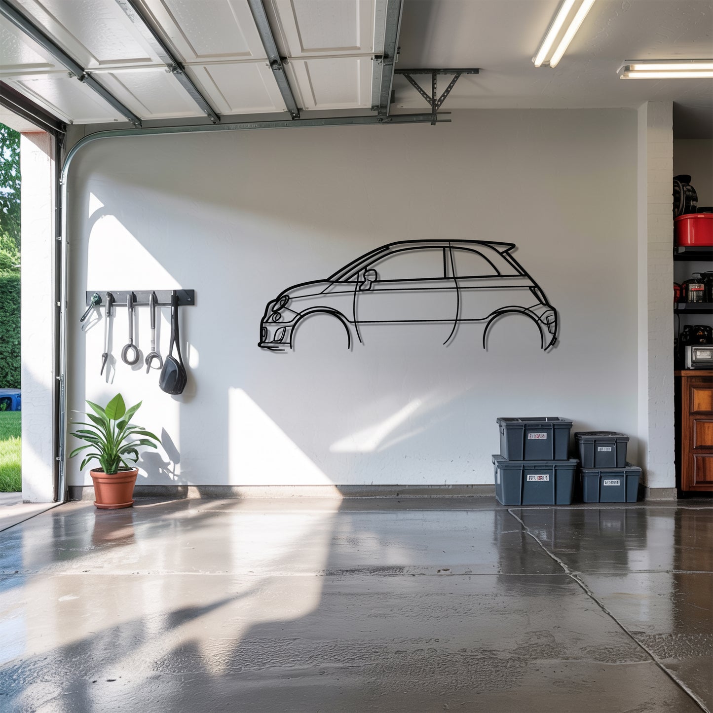 500 - Car Metal Silhouette Wall Art - Car Enthusiast Gift - Laser-cut Garage Decor