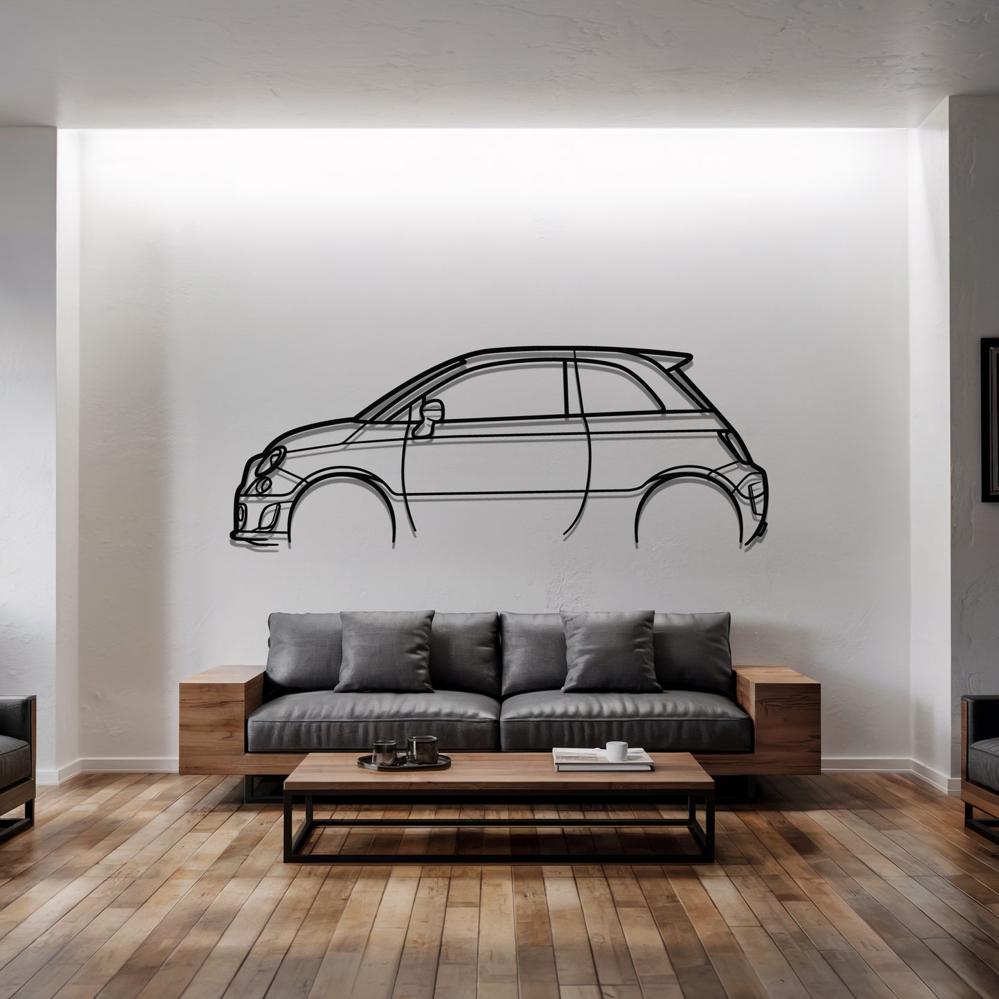 500 - Car Metal Silhouette Wall Art - Car Enthusiast Gift - Laser-cut Garage Decor