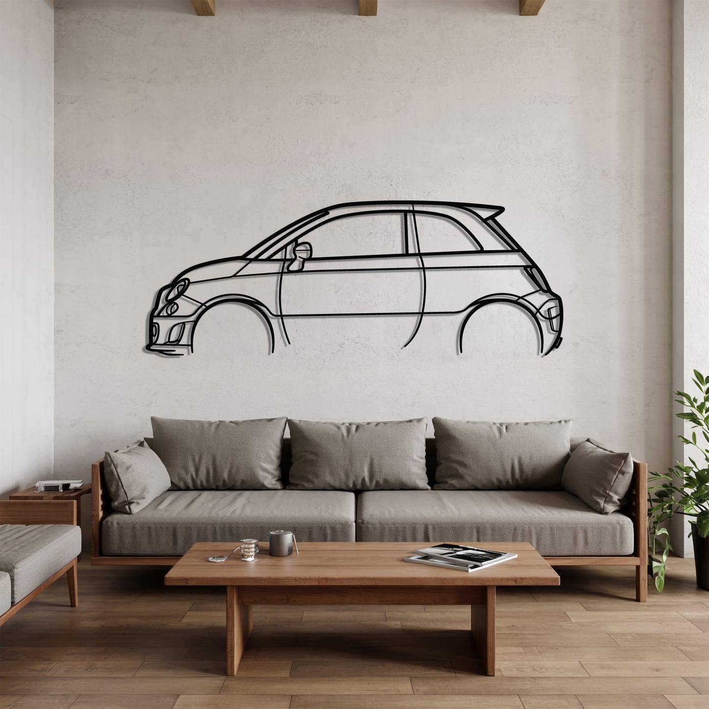 500 - Car Metal Silhouette Wall Art - Car Enthusiast Gift - Laser-cut Garage Decor