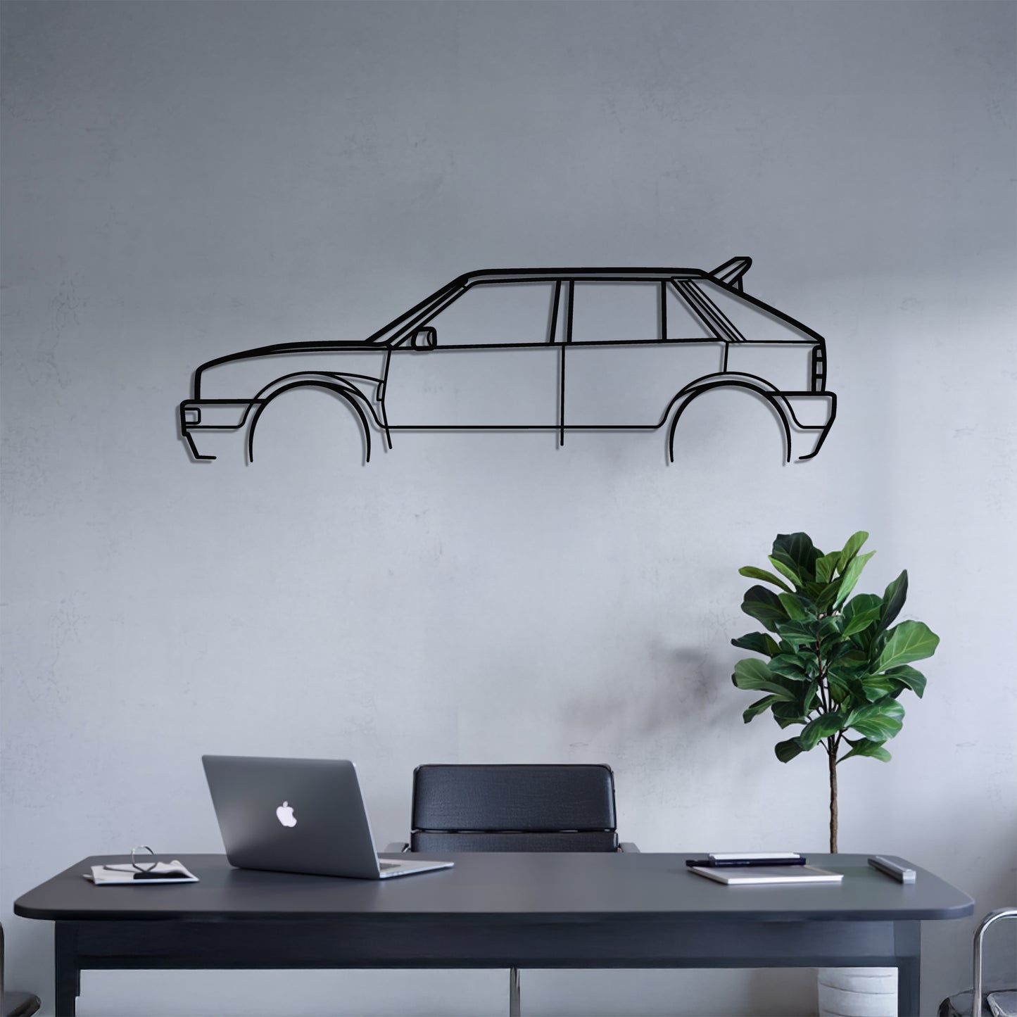 Delta Integrale - Car Metal Silhouette Wall Art - Car Enthusiast Gift - Laser-cut Garage Decor