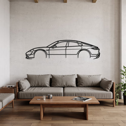 Taycan Turbo S - Car Metal Silhouette Wall Art - Car Enthusiast Gift - Laser-cut Garage Decor