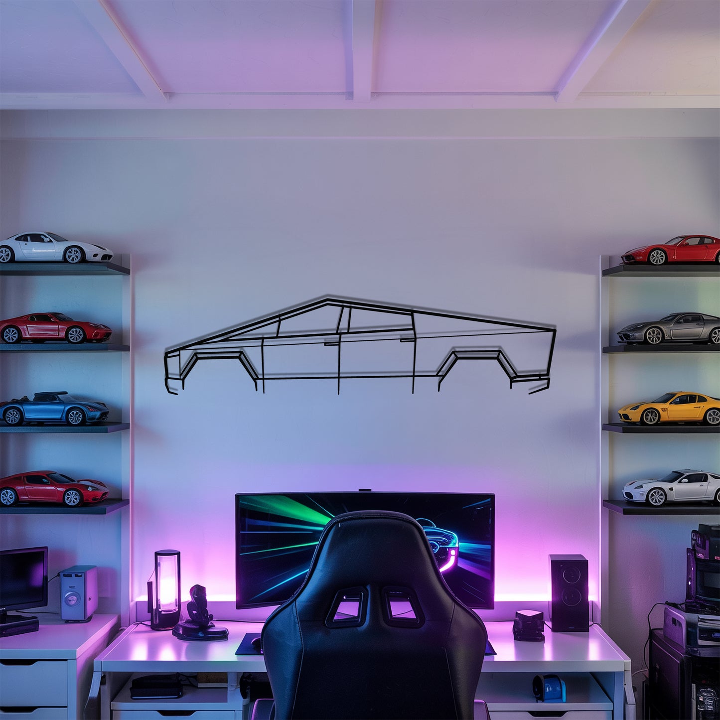 Cybertruck - Car Metal Silhouette Wall Art - Car Enthusiast Gift - Laser-cut Garage Decor