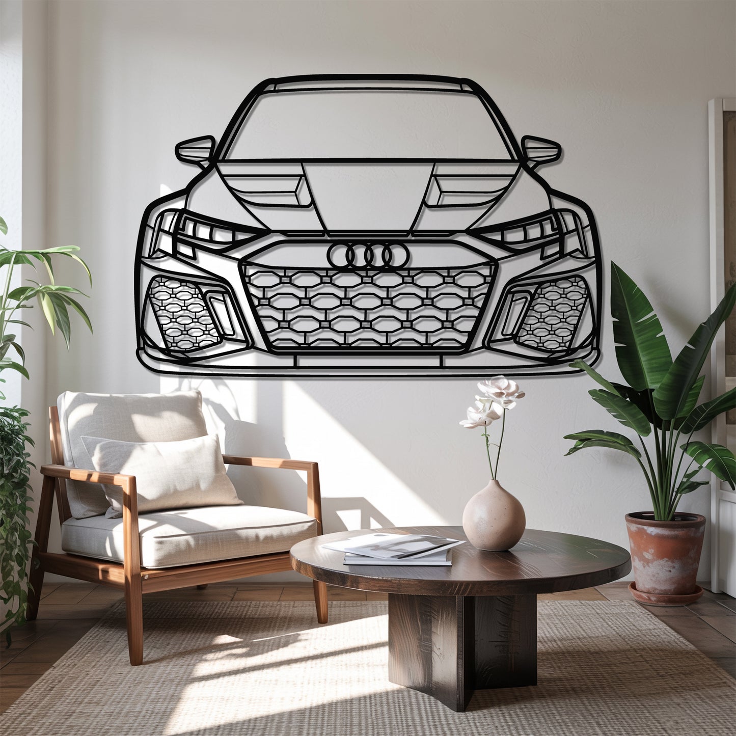 RS3 Front - Car Metal Silhouette Wall Art - Car Enthusiast Gift - Laser-cut Garage Decor