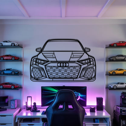 RS3 Front - Car Metal Silhouette Wall Art - Car Enthusiast Gift - Laser-cut Garage Decor