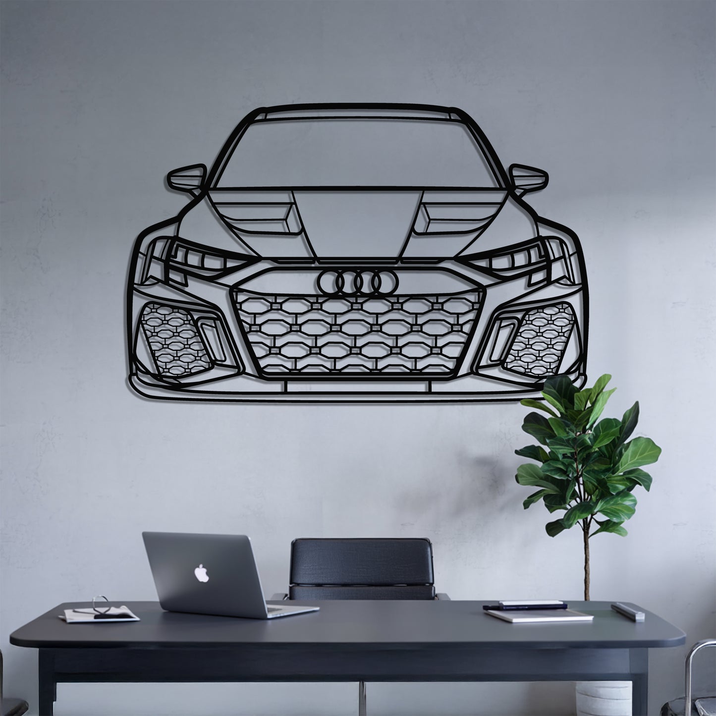 RS3 Front - Car Metal Silhouette Wall Art - Car Enthusiast Gift - Laser-cut Garage Decor