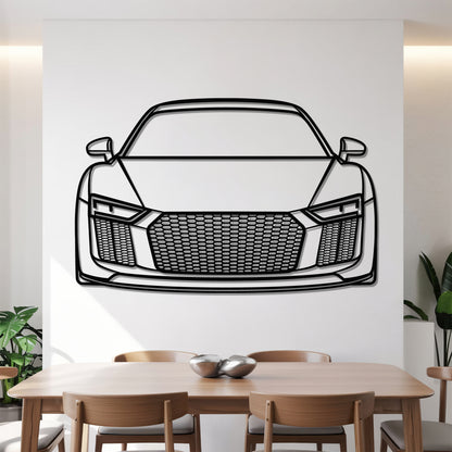 R8 V10 Plus (Gen 2) Front - Car Metal Silhouette Wall Art - Car Enthusiast Gift - Laser-cut Garage Decor