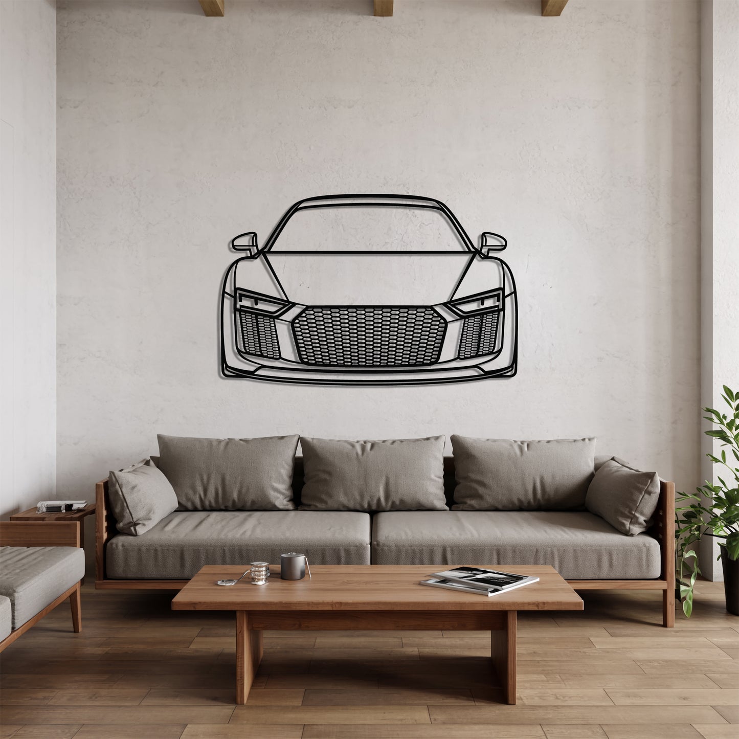 R8 V10 Plus (Gen 2) Front - Car Metal Silhouette Wall Art - Car Enthusiast Gift - Laser-cut Garage Decor