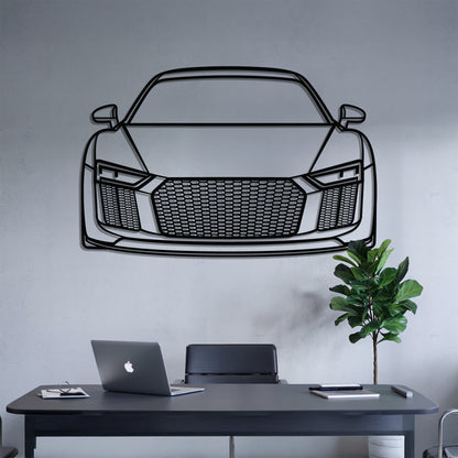 R8 V10 Plus (Gen 2) Front - Car Metal Silhouette Wall Art - Car Enthusiast Gift - Laser-cut Garage Decor