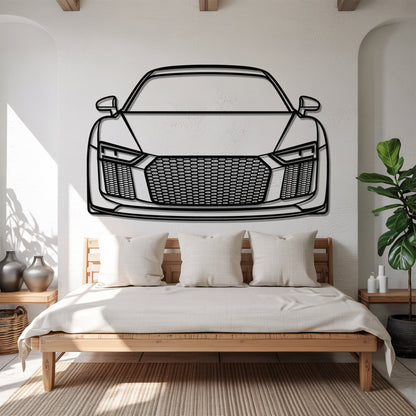 R8 V10 Plus (Gen 2) Front - Car Metal Silhouette Wall Art - Car Enthusiast Gift - Laser-cut Garage Decor