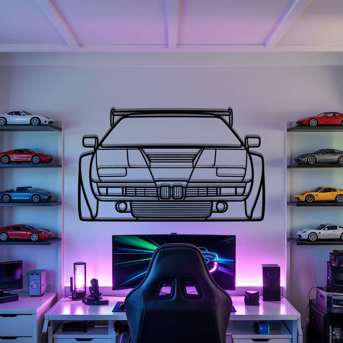 M1 Front - Car Metal Silhouette Wall Art - Car Enthusiast Gift - Laser-cut Garage Decor