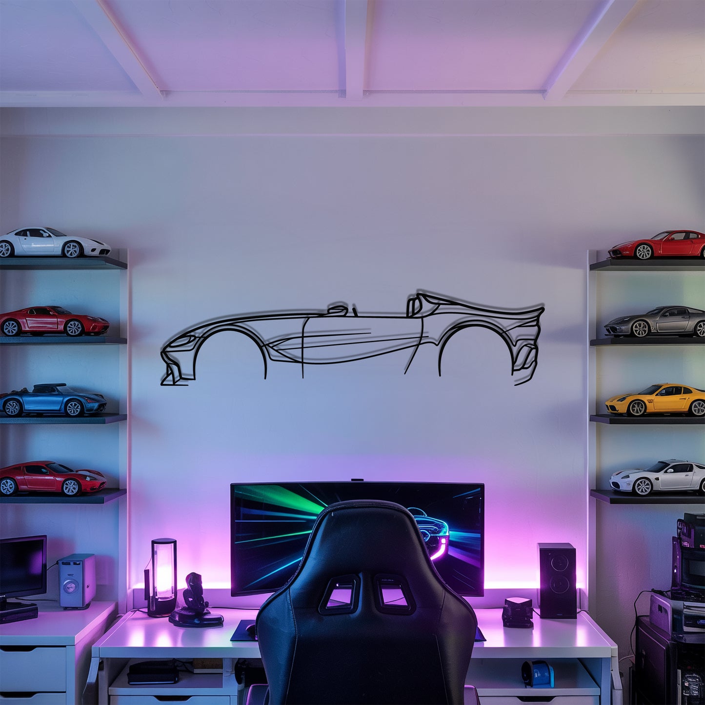 Aston V12 Speedster - Car Metal Silhouette Wall Art - Car Enthusiast Gift - Laser-cut Garage Decor