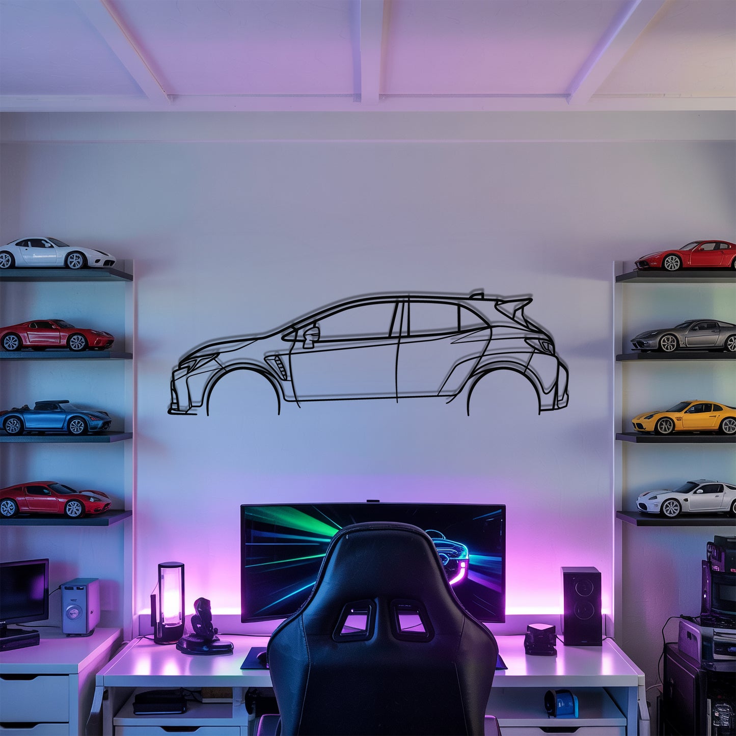 GR Corolla - Car Metal Silhouette Wall Art - Car Enthusiast Gift - Laser-cut Garage Decor