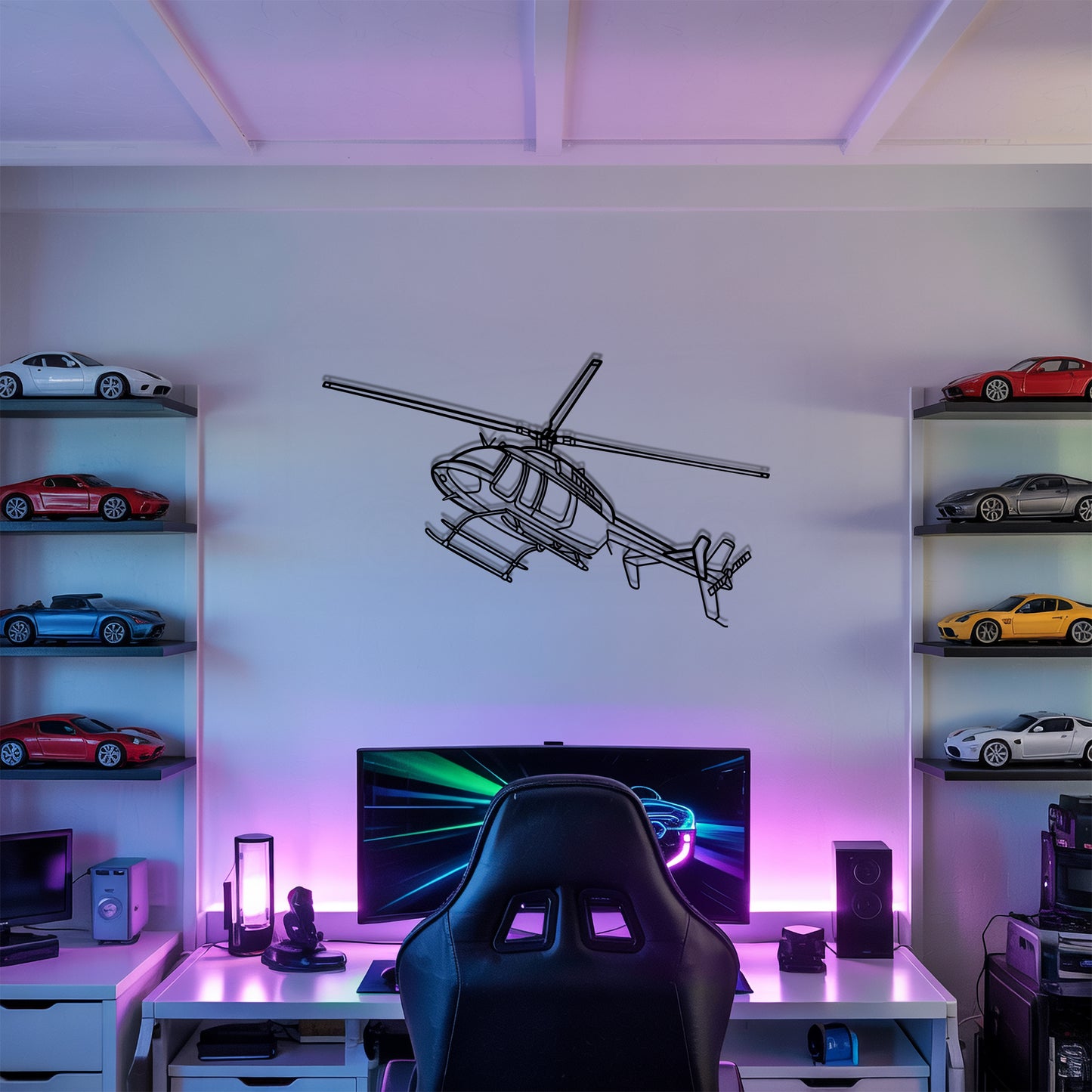 407 GX - Helicopter Metal Silhouette Wall Art - Aviation Gift - Pilot Office Decor