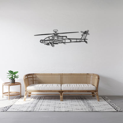 AH-64D Apache - Helicopter Metal Silhouette Wall Art - Aviation Gift - Pilot Office Decor