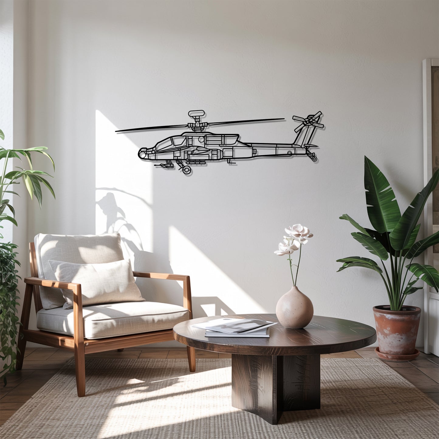 AH-64D Apache - Helicopter Metal Silhouette Wall Art - Aviation Gift - Pilot Office Decor