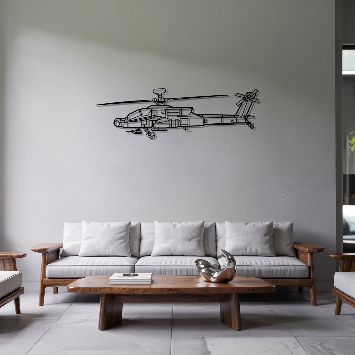 AH-64D Apache - Helicopter Metal Silhouette Wall Art - Aviation Gift - Pilot Office Decor