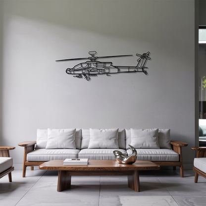 AH-64D Apache - Helicopter Metal Silhouette Wall Art - Aviation Gift - Pilot Office Decor