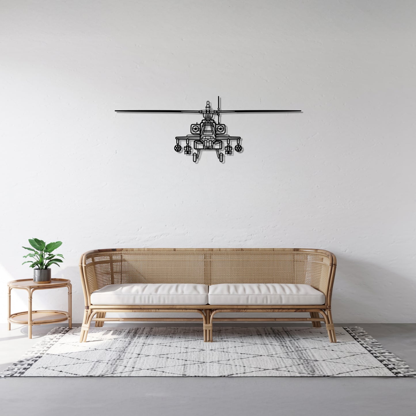 AH-64D Apache front - Helicopter Metal Silhouette Wall Art - Aviation Gift - Pilot Office Decor