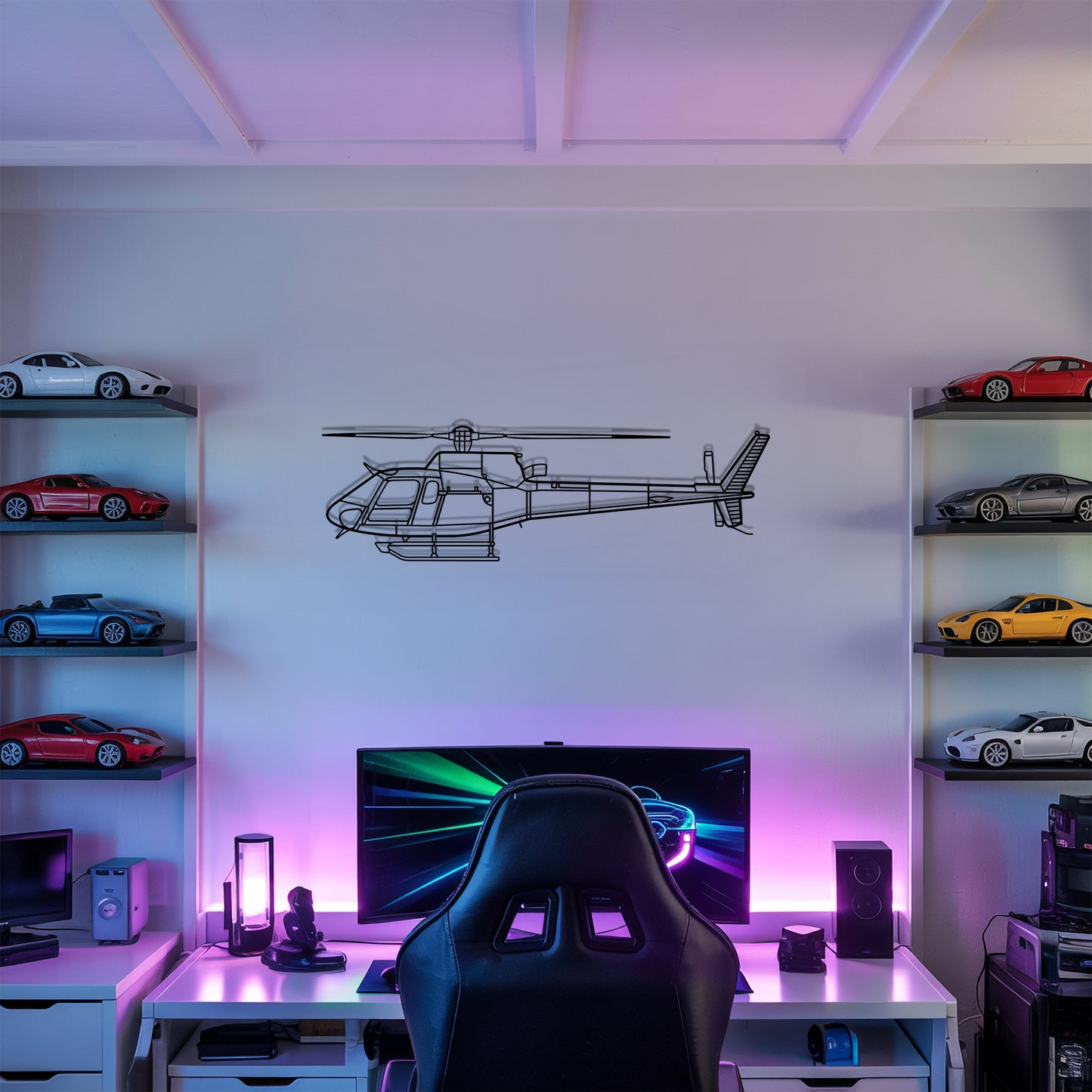 AS 350 B3 - Helicopter Metal Silhouette Wall Art - Aviation Gift - Pilot Office Decor