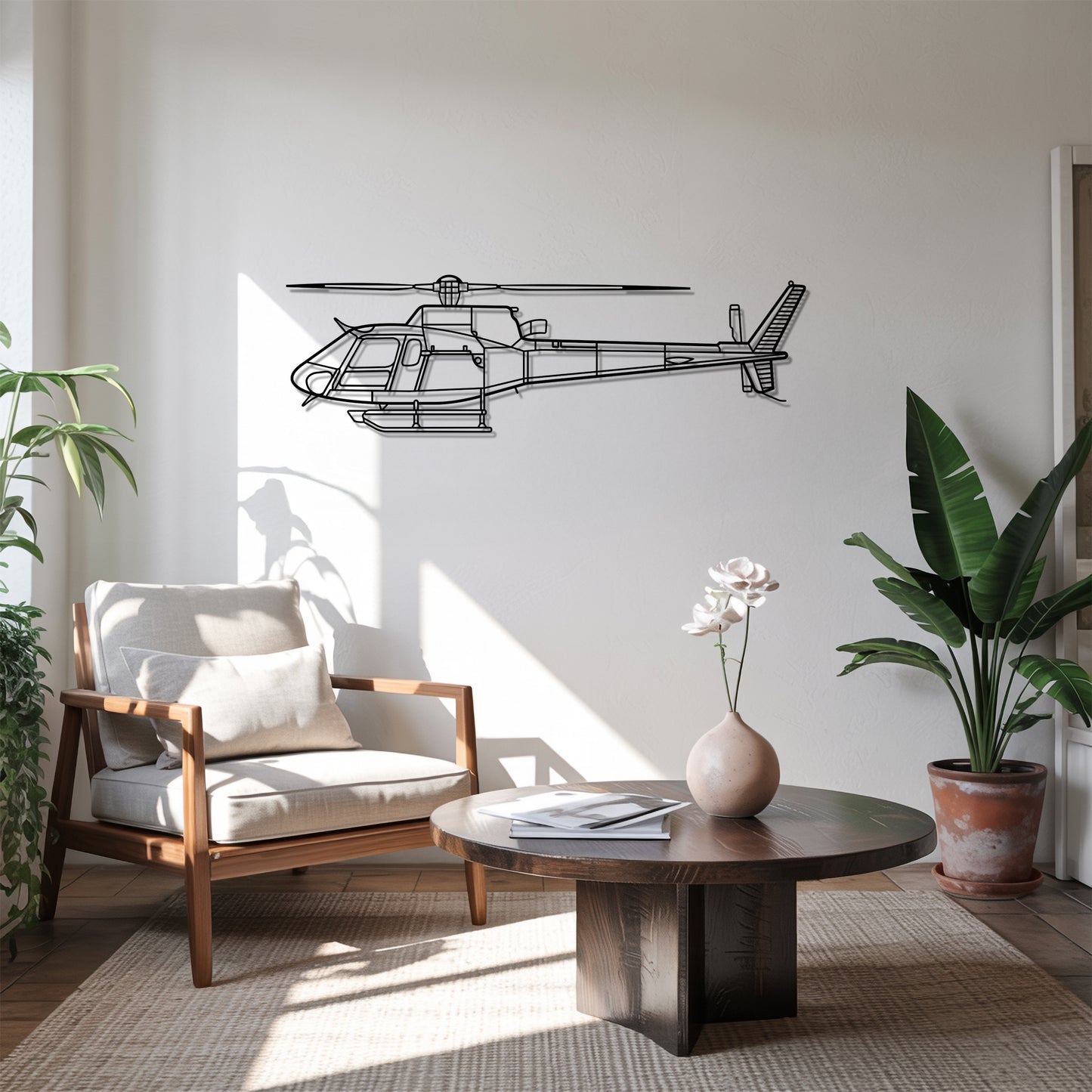 AS 350 B3 - Helicopter Metal Silhouette Wall Art - Aviation Gift - Pilot Office Decor
