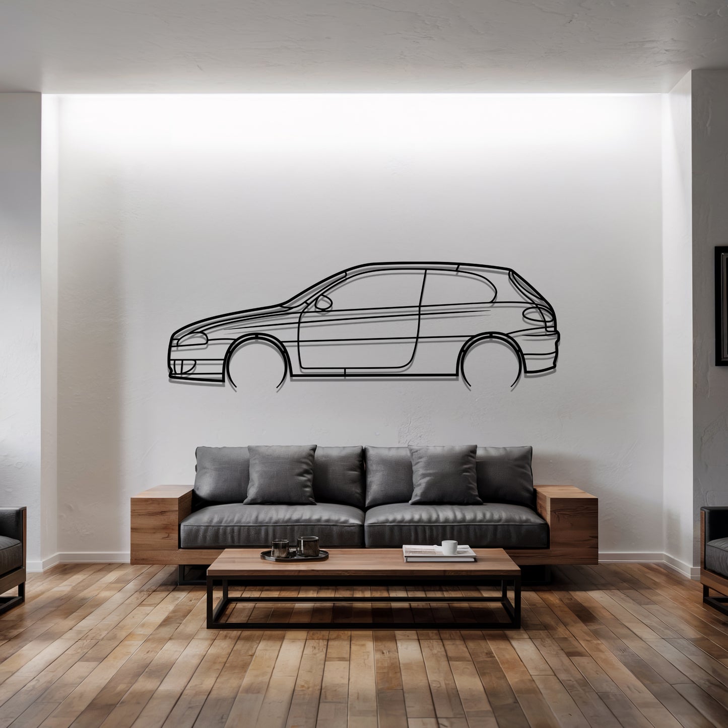 Alfa 147 Detailed - Car Metal Silhouette Wall Art - Car Enthusiast Gift - Laser-cut Garage Decor