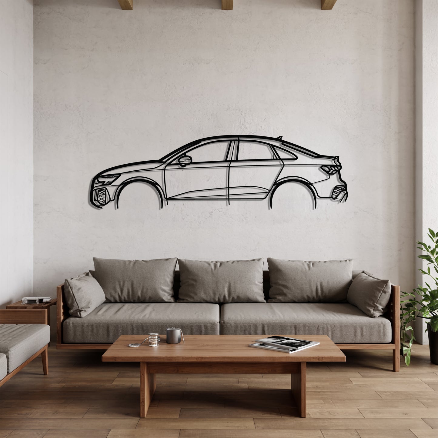 RS3 Sedan (8Y) - Car Metal Silhouette Wall Art - Car Enthusiast Gift - Laser-cut Garage Decor