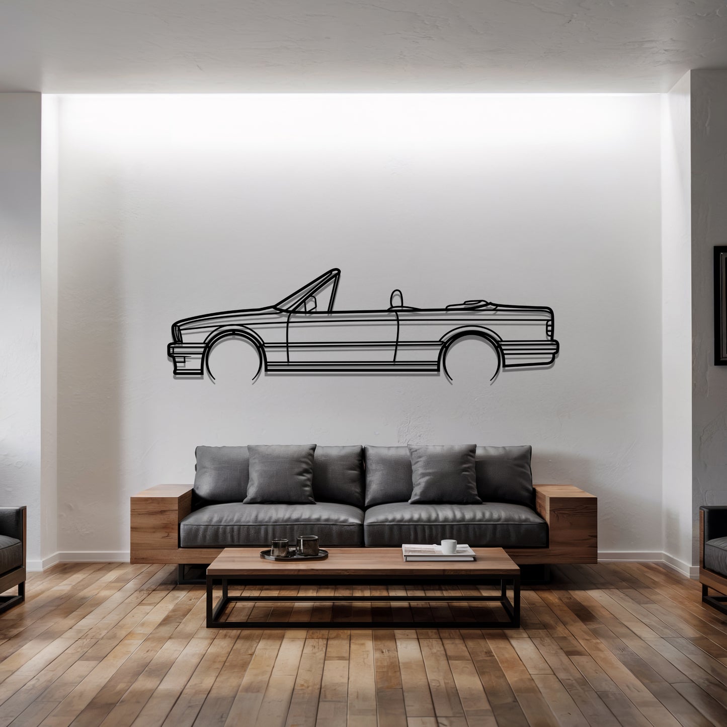 E30 coupe cabrio Detailed - Car Metal Silhouette Wall Art - Car Enthusiast Gift - Laser-cut Garage Decor