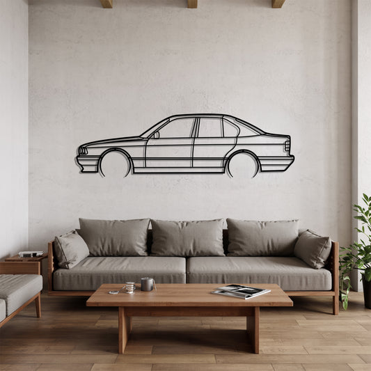 E34 Detailed - Car Metal Silhouette Wall Art - Car Enthusiast Gift - Laser-cut Garage Decor