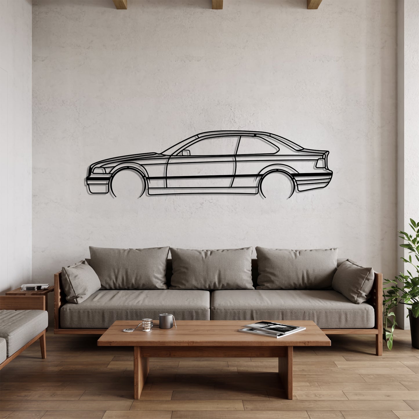 E36 Coupe Detailed - Car Metal Silhouette Wall Art - Car Enthusiast Gift - Laser-cut Garage Decor