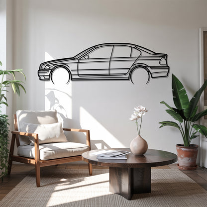 E46 sedan Detailed - Car Metal Silhouette Wall Art - Car Enthusiast Gift - Laser-cut Garage Decor