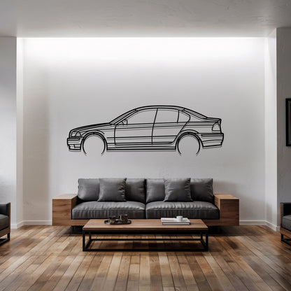 E46 sedan Detailed - Car Metal Silhouette Wall Art - Car Enthusiast Gift - Laser-cut Garage Decor