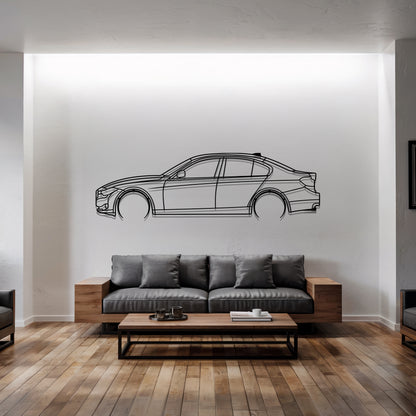 F30 Sedan Detailed - Car Metal Silhouette Wall Art - Car Enthusiast Gift - Laser-cut Garage Decor