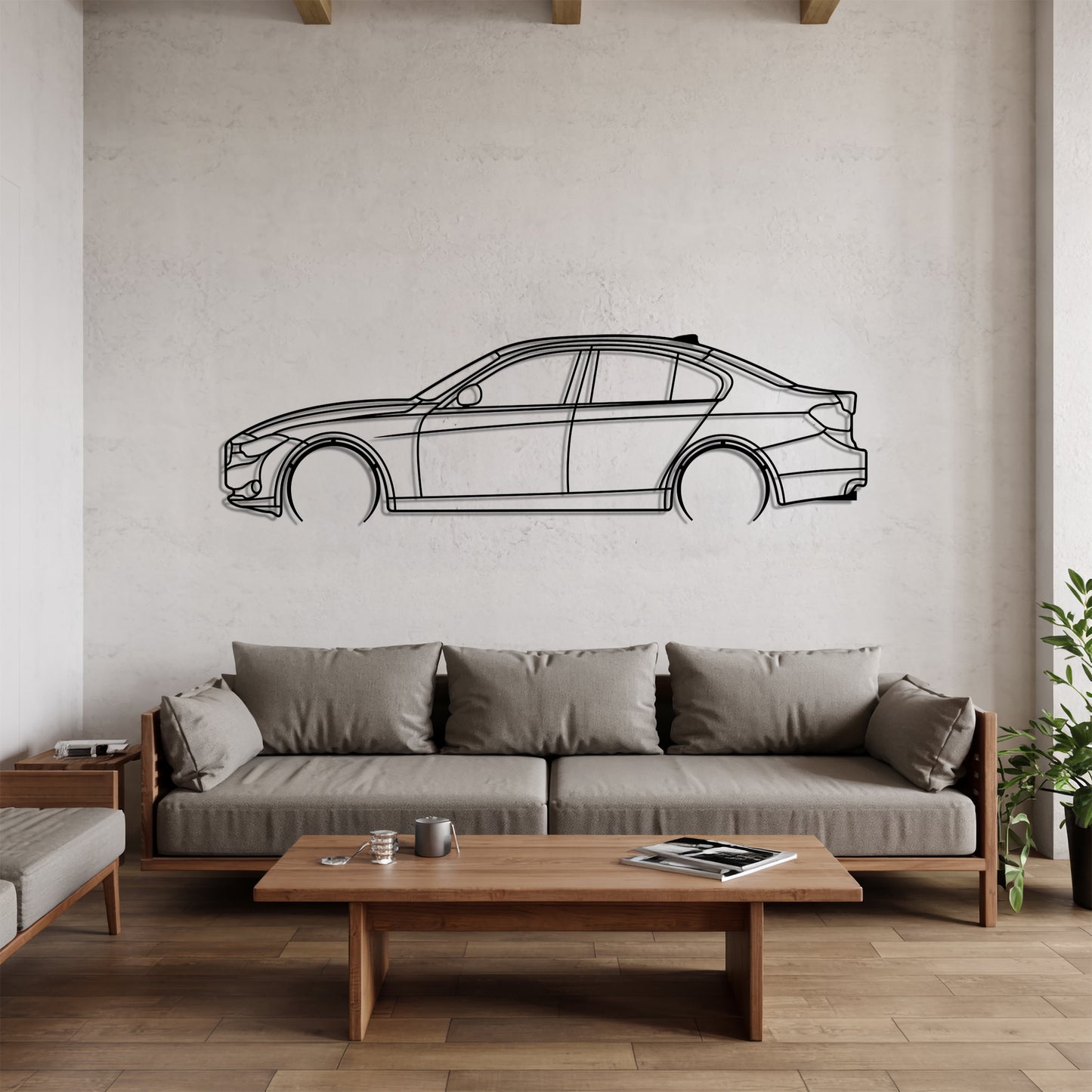 F30 Sedan Detailed - Car Metal Silhouette Wall Art - Car Enthusiast Gift - Laser-cut Garage Decor