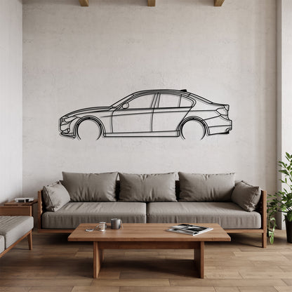 F30 Sedan Detailed - Car Metal Silhouette Wall Art - Car Enthusiast Gift - Laser-cut Garage Decor