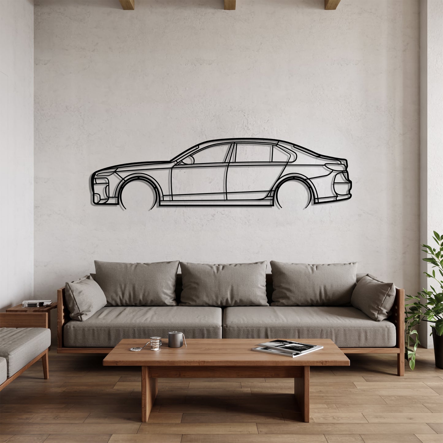 i7 Detailed - Car Metal Silhouette Wall Art - Car Enthusiast Gift - Laser-cut Garage Decor