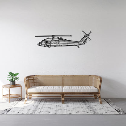 Black Hawk - Helicopter Metal Silhouette Wall Art - Aviation Gift - Pilot Office Decor
