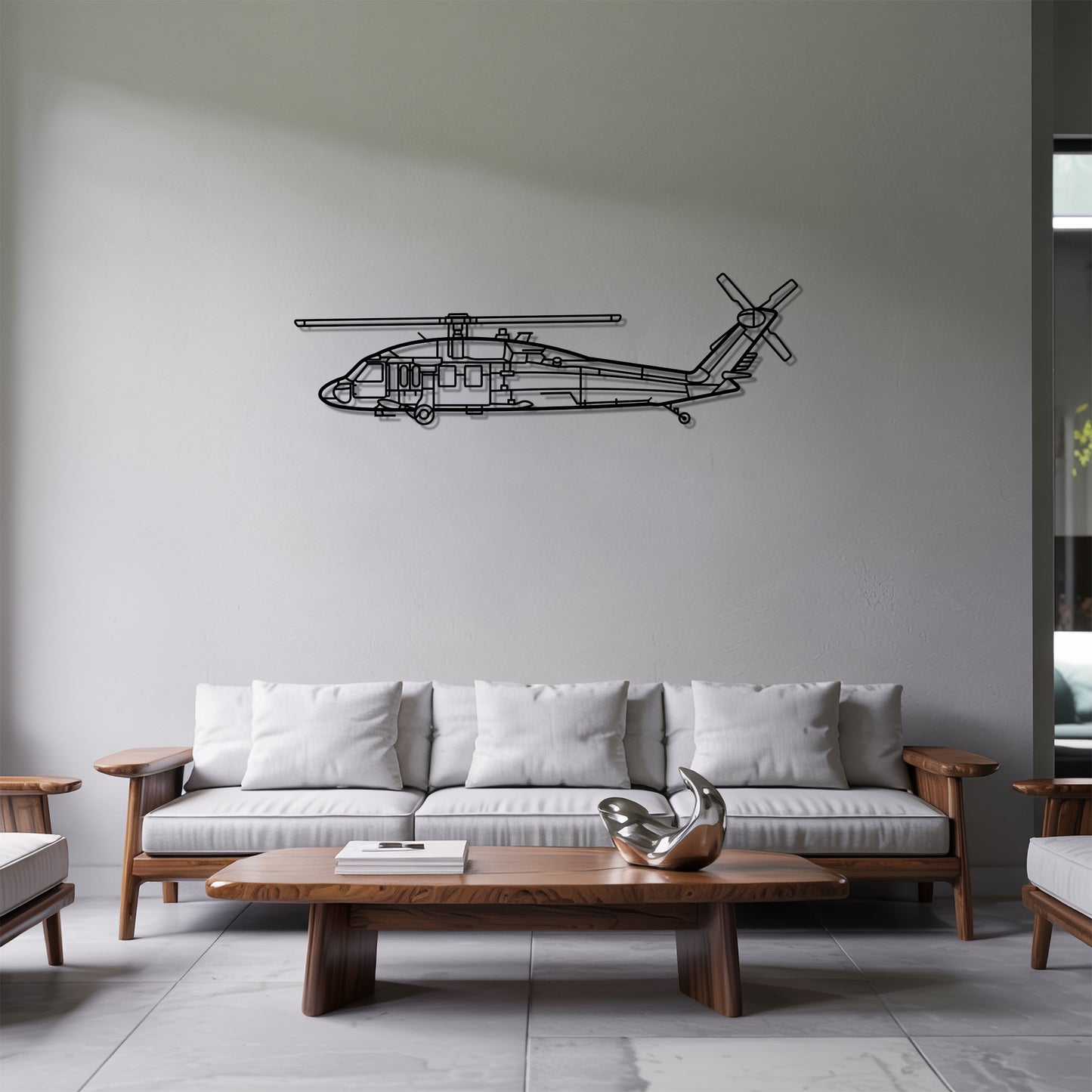 Black Hawk - Helicopter Metal Silhouette Wall Art - Aviation Gift - Pilot Office Decor