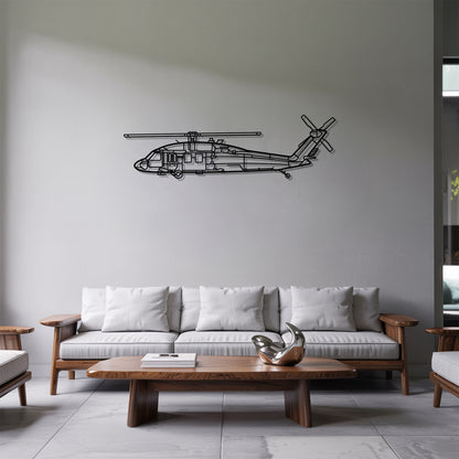 Black Hawk - Helicopter Metal Silhouette Wall Art - Aviation Gift - Pilot Office Decor