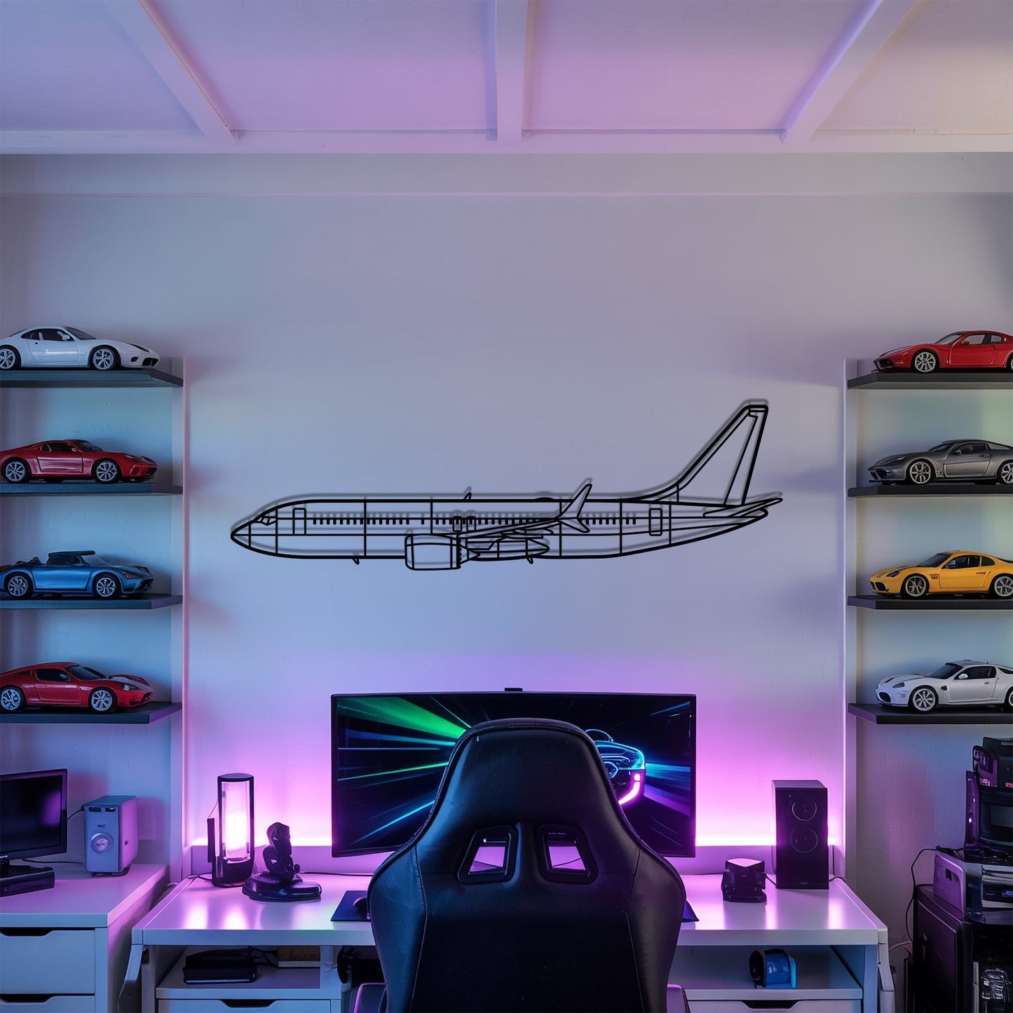 737 - Airplane Metal Silhouette Wall Art - Aviation Gift - Pilot Office Decor