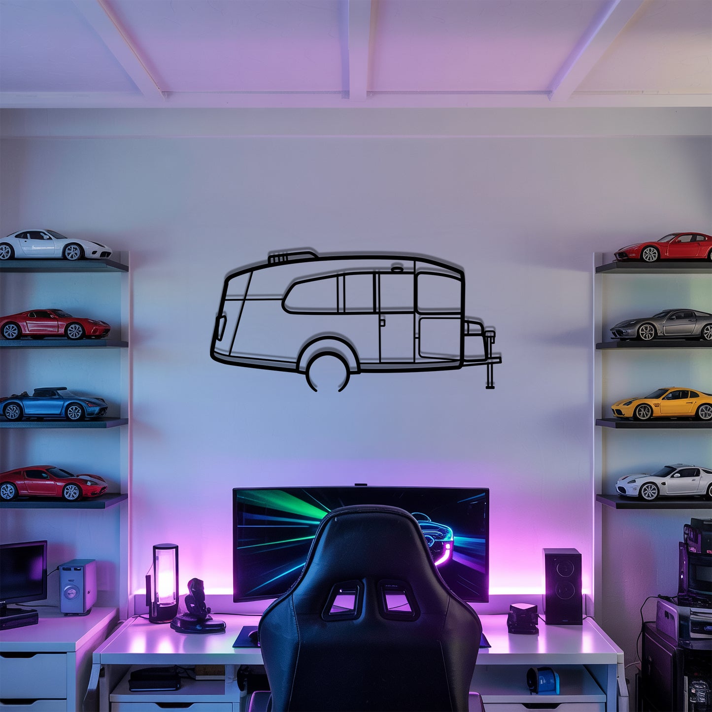 Basecamp 20 - Camper/RV Silhouette - Motorhome Metal Wall Art - Laser-Cut Camping Decor - Road Trip Life