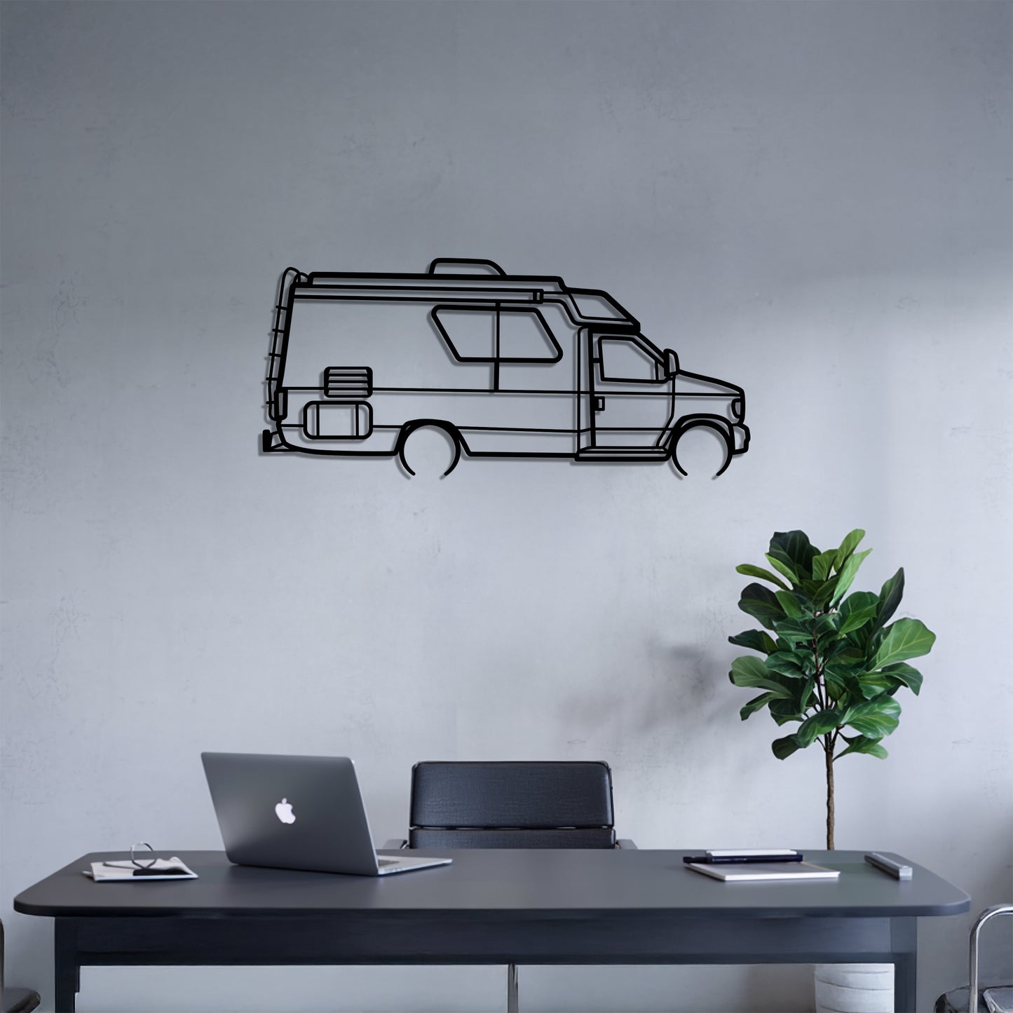 Concouerse E-350 - Camper/RV Silhouette - Motorhome Metal Wall Art - Laser-Cut Camping Decor - Road Trip Life