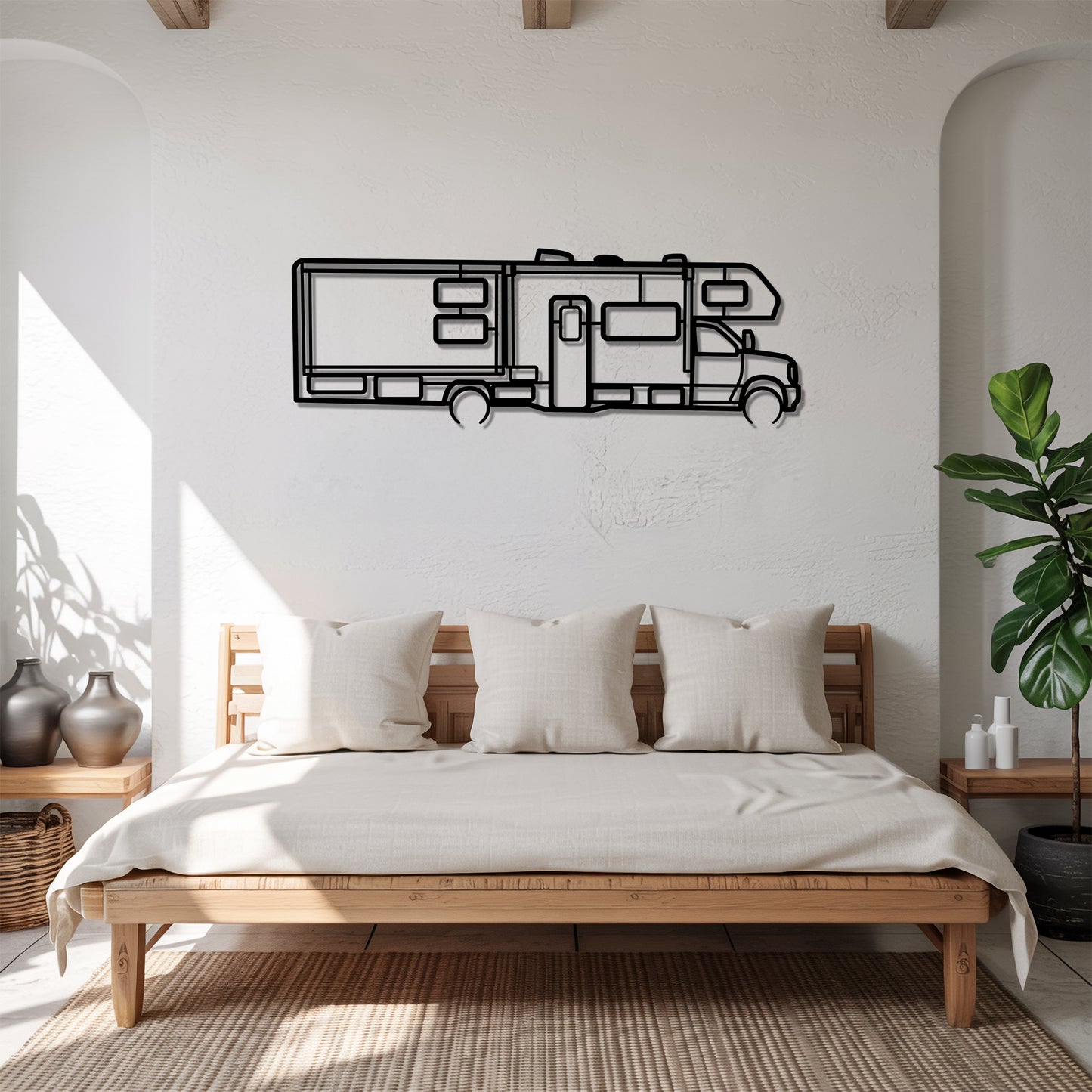 Sunseeker 3250dsle - Camper/RV Silhouette - Motorhome Metal Wall Art - Laser-Cut Camping Decor - Road Trip Life